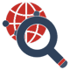 Magnifying glass over globe Magnifying glass over globe