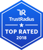 A badge showing JobDiva's 2018 award from TrustRadius for being a Top Rated ATS.