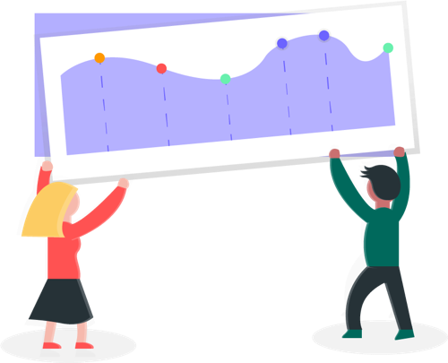 Two humans holding up a chart